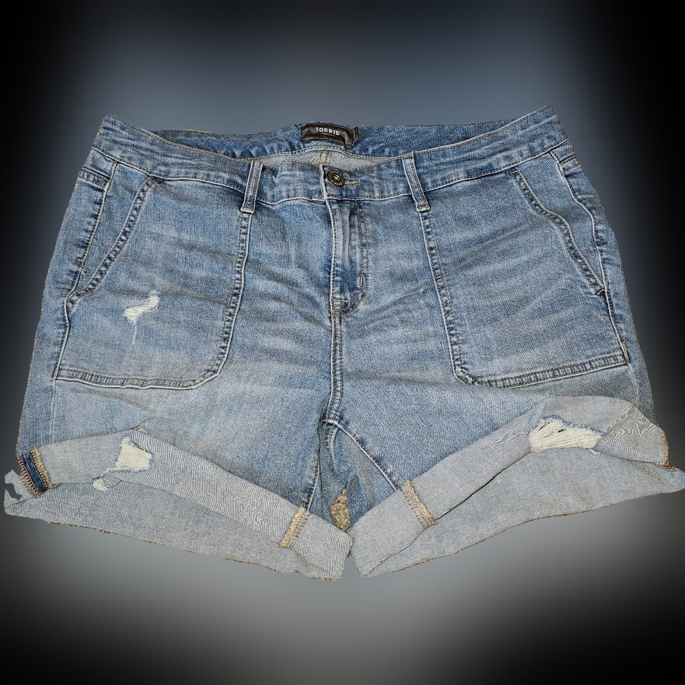 Ripped, cargo Jean shorts